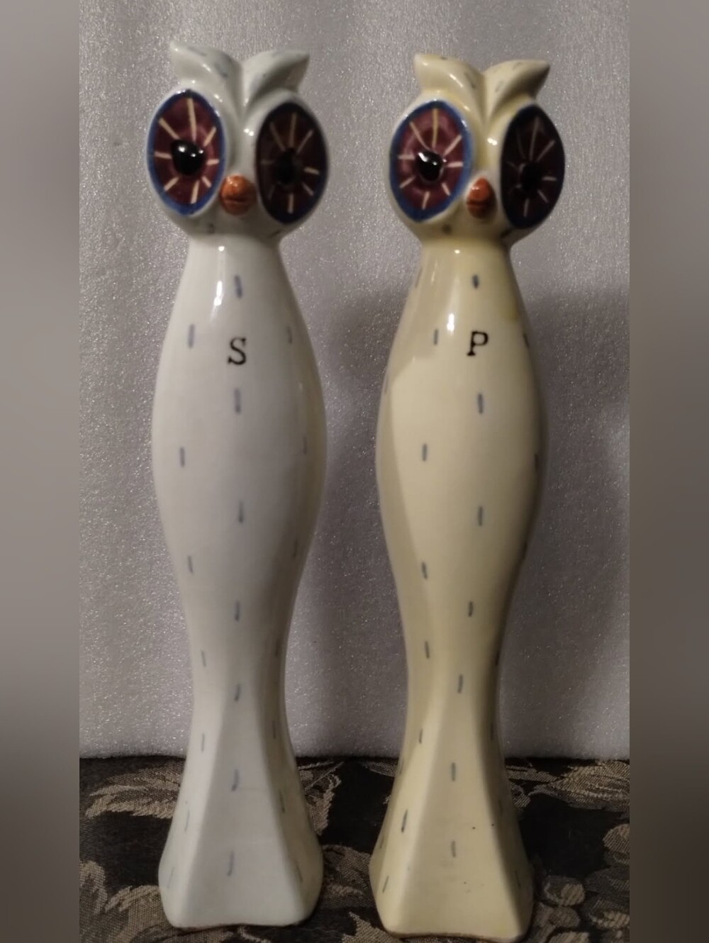 Rare 1950's Napco Owl Tall Neck Salt & Pepper Shakers set Vintage Japan Novelty
